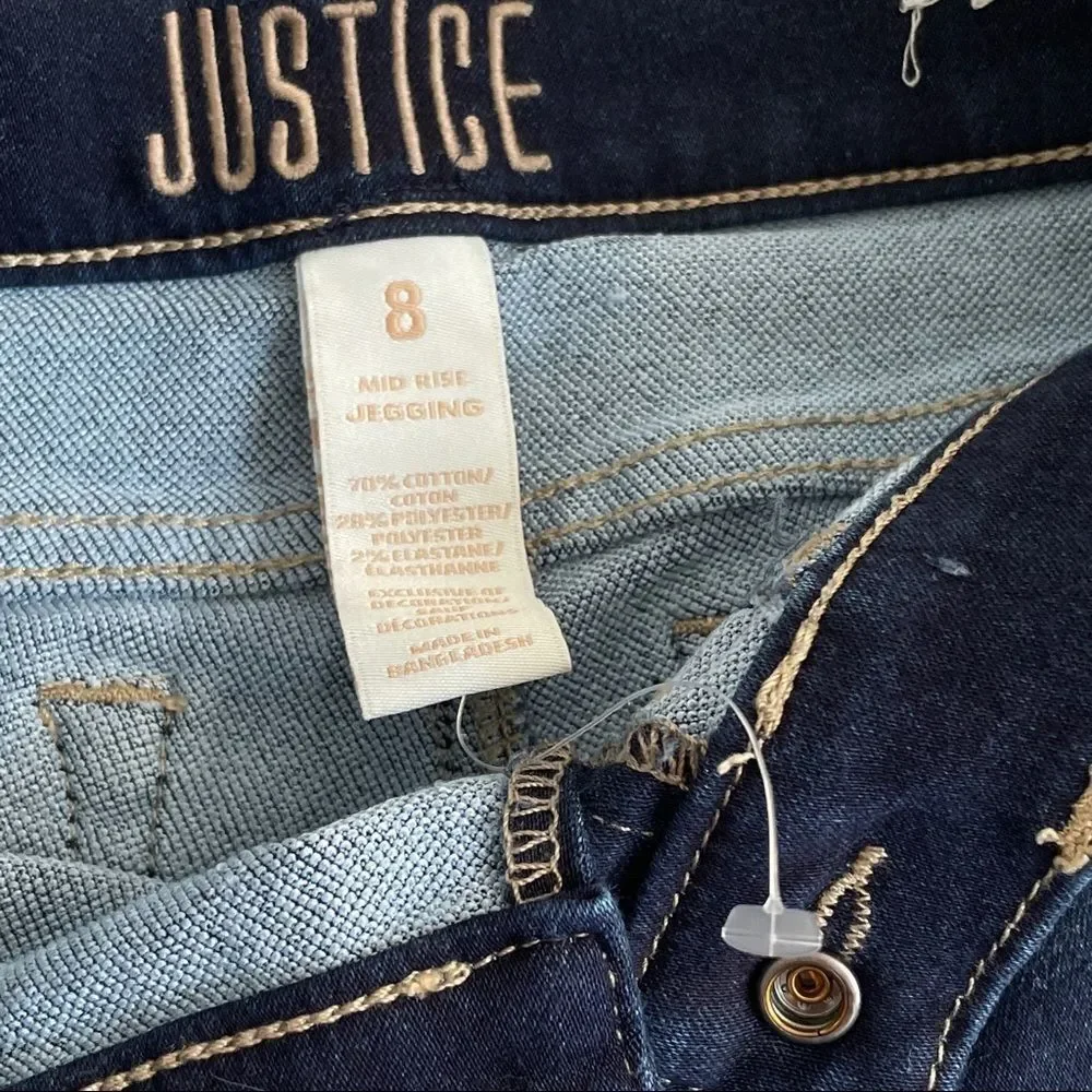 Justice Girls Mid Rise Dark Wash Jegging Jeans Size 8 Like New Condition